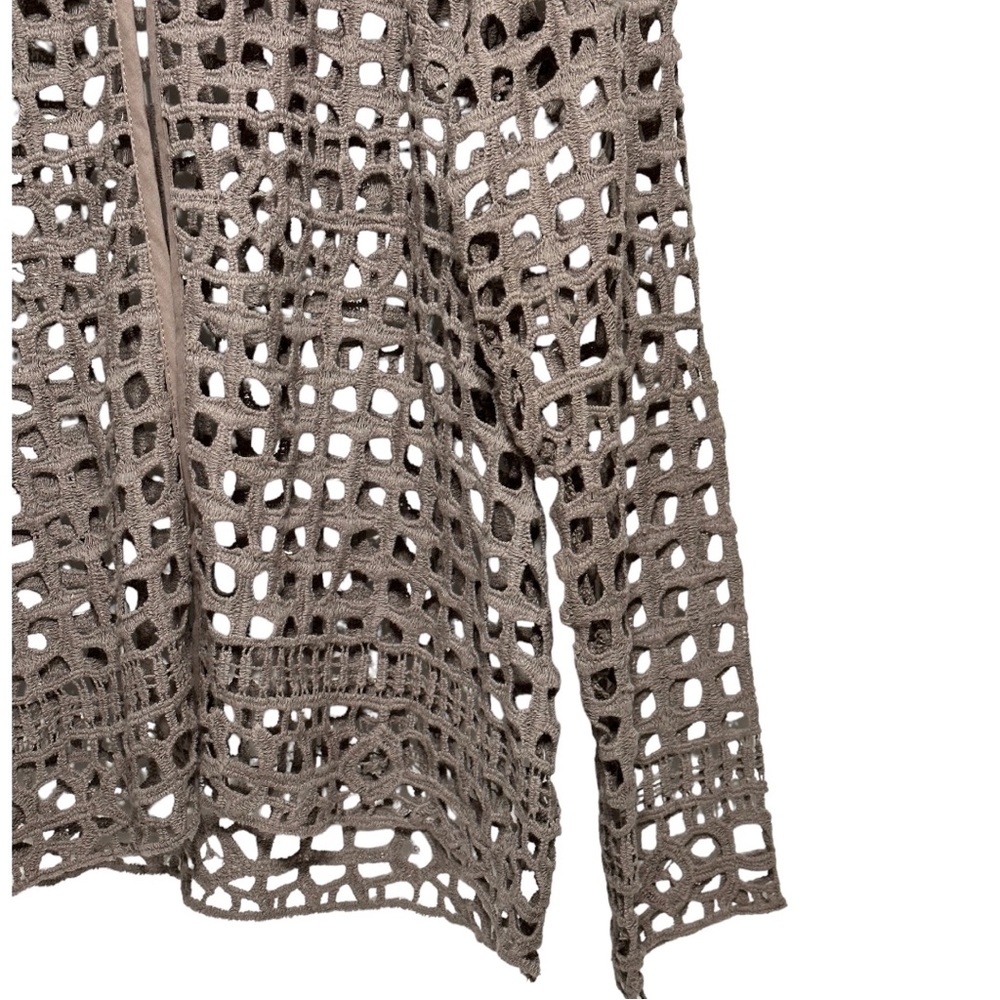Chico’s Easywear Crochet Lace Long Sleeve Texas Taupe Cotton Cardigan Jacket NWT - Picture 13 of 16